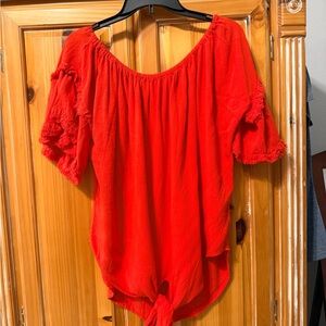 Umgee Vibrant Red Off-Shoulder Blouse